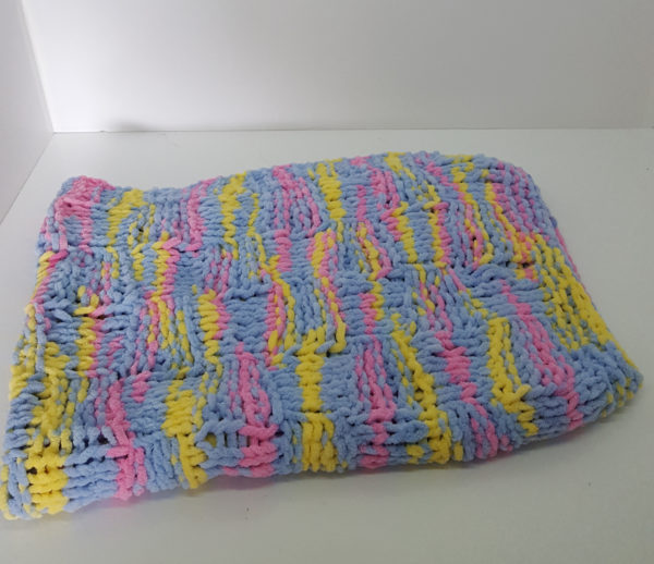 Pink Blue Yellow Mix Chunky Blanket